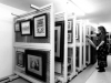 Art rack storage shelving slides on tracks