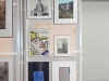 Art rack storage shelving that pulls out with tracks above